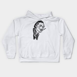 Minimalist Salvador Dali Portrait Kids Hoodie